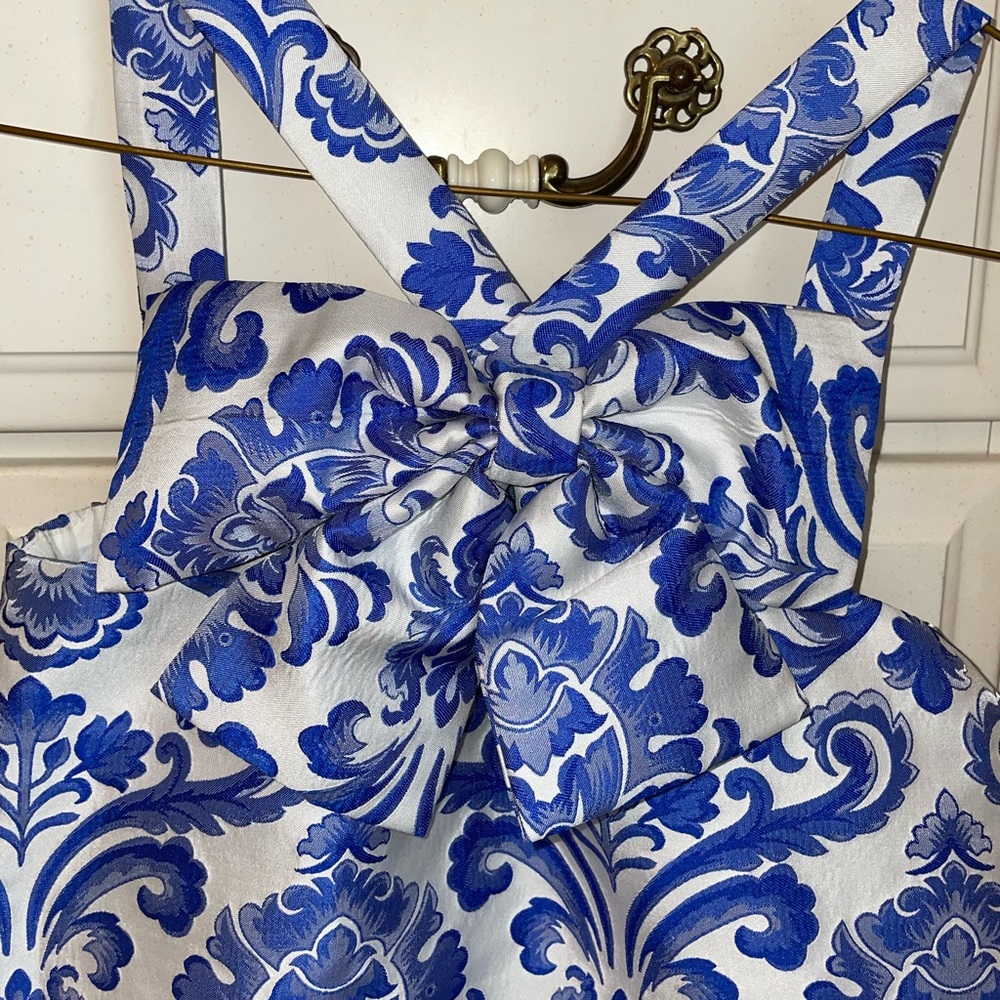 Halabaloo Royal Blue and White Bow Front Dress - Picture 2 of 6
